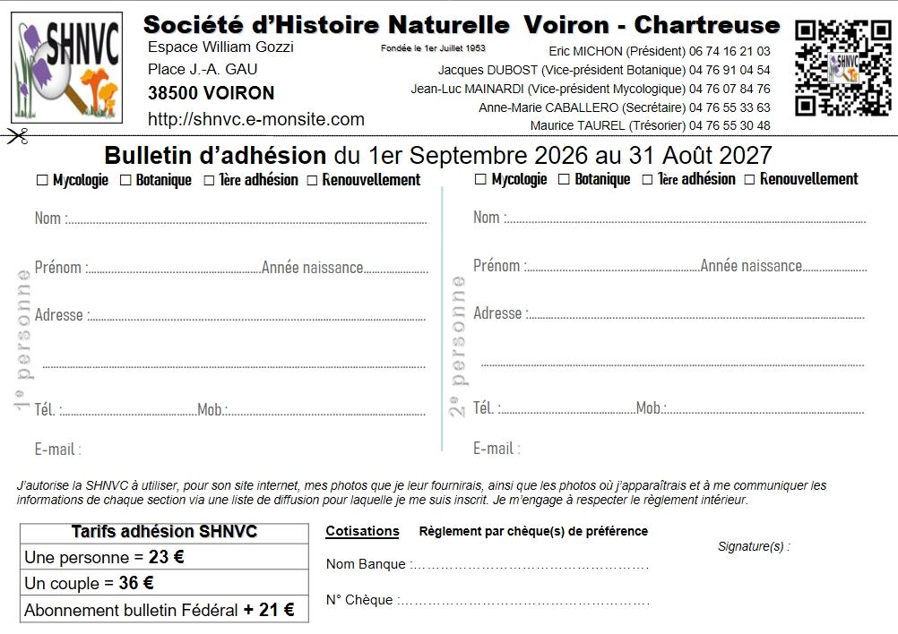Bulletin adhesion shnvc 2026 2027
